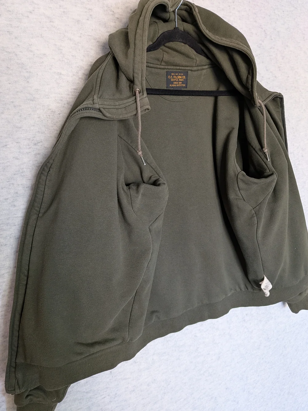 Filson C.C.F. Heavyweight Double-Layer Full-Zip Hooded Sweatshirt Sz M Olive